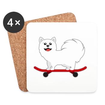 funny animals plants fruit vegetables children's motifs - Coasters (set of 4) - white - Front