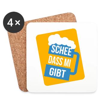 Wiesn Tracht Volksfest saufen Maß Bier - Untersetzer (4er-Set) - Weiß - Vorne