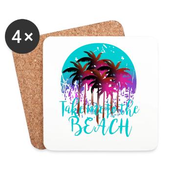 L’été, Emmène-moi à la plage - Dessous de verre (lot de 4) - blanc - Devant