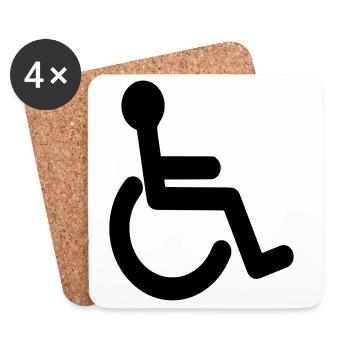 Symbole de base du fauteuil roulant # - Dessous de verre (lot de 4) - blanc - Devant