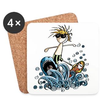 Cool Power Surfer - Bande dessinée - Dessous de verre (lot de 4) - blanc - Devant