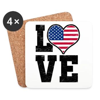 Love USA - Dessous de verre (lot de 4) - blanc - Devant