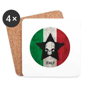 Italy star with skull in retro gift - Coasters (set of 4) - white - Front