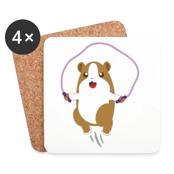 Kids hamster animal shirt rope jumping hamster - Coasters (set of 4) - white - Front