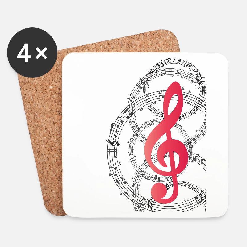 Musik Notenschlüssel - Untersetzer (4er-Set) - Weiß
