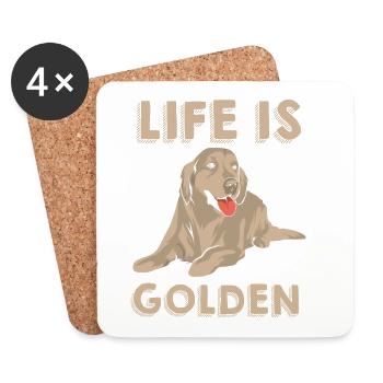 Golden Retriever Dog - Coasters (set of 4) - white - Front