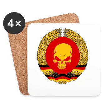 DDR Totenkopf Ostdeutschland Geschenk Flagge - Untersetzer (4er-Set) - Weiß - Vorne