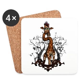 Funny giraffe - Coasters (set of 4) - white - Front