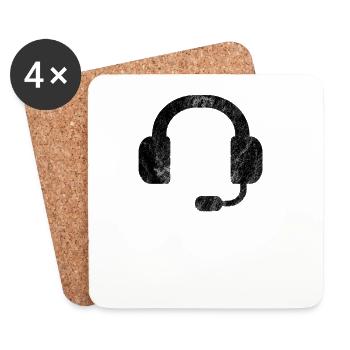 Headset / Kopfhörer / DJ / Gamer - Untersetzer (4er-Set) - Weiß - Vorne