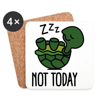 Not today - cute - sleeping - lazy - turtle - baby - Coasters (set of 4) - white - Front