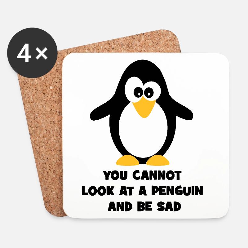 Pinguin - Untersetzer (4er-Set) - Weiß