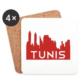 Tunis Skyline Souvenir T-Shirt - Dessous de verre (lot de 4) - blanc - Devant