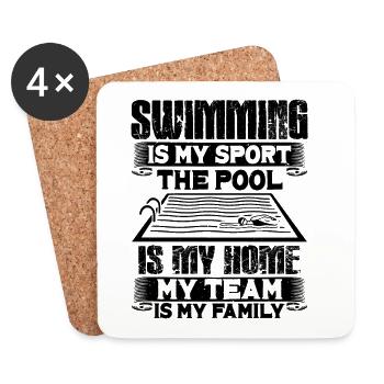 Cadeau de nageurs de natation - Dessous de verre (lot de 4) - blanc - Devant