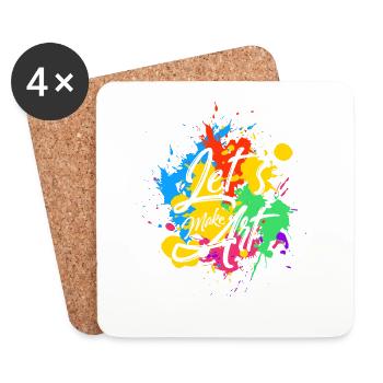 Cadeau d'artiste artiste abstrait - Dessous de verre (lot de 4) - blanc - Devant