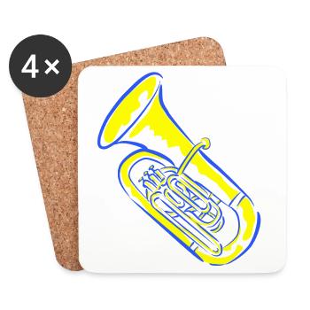 Musique de tuba aux couleurs néon - Dessous de verre (lot de 4) - blanc - Devant