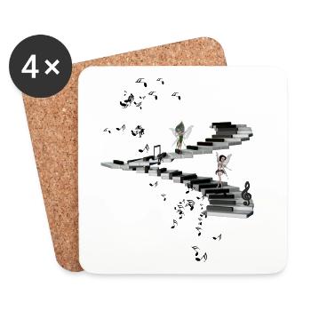 Music, cute fairies dancing on a piano - Coasters (set of 4) - white - Front