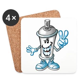 Spray paint cartoon - Coasters (set of 4) - white - Front