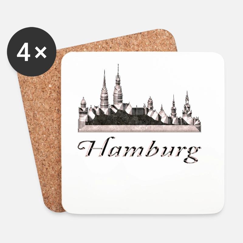 Hamburg - Untersetzer (4er-Set) - Weiß