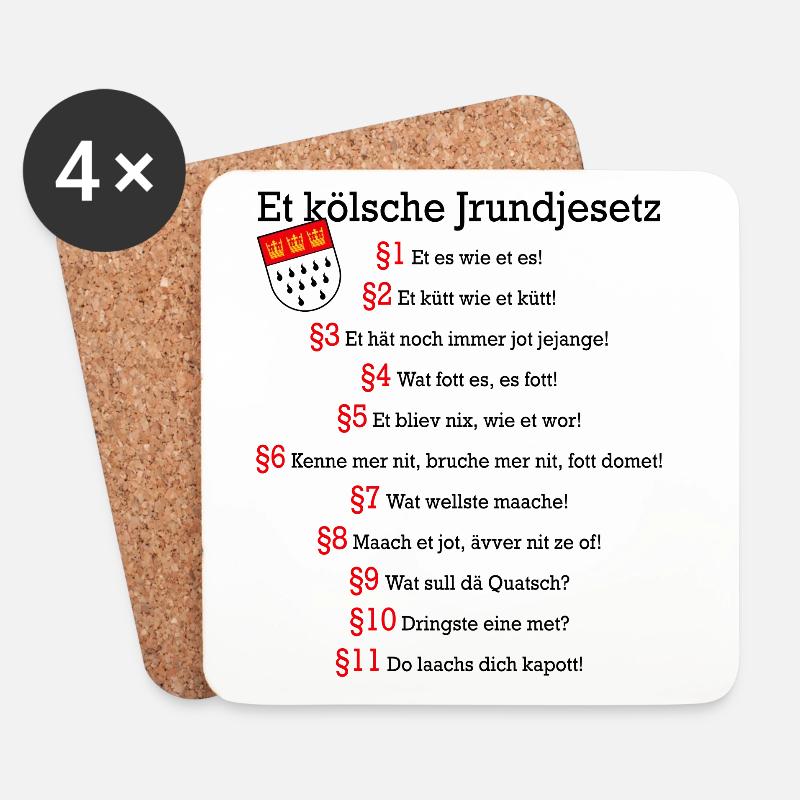 Et kölsche Jrundjesetz Kölner Grundgesetz Kölsch - Untersetzer (4er-Set) - Weiß