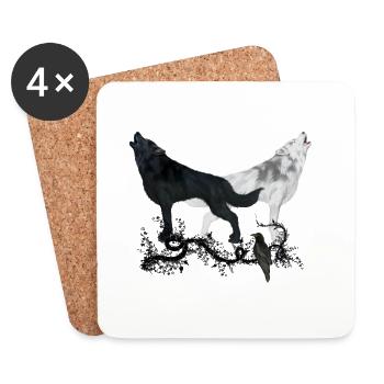 Stunning black and white wolf - Coasters (set of 4) - white - Front