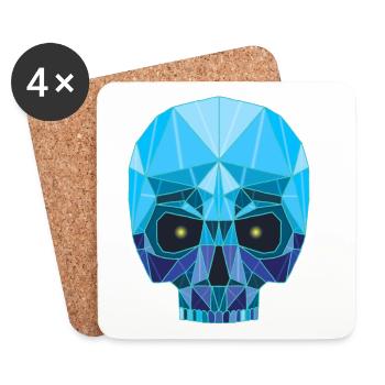 Tête de mort saphir - Dessous de verre (lot de 4) - blanc - Devant