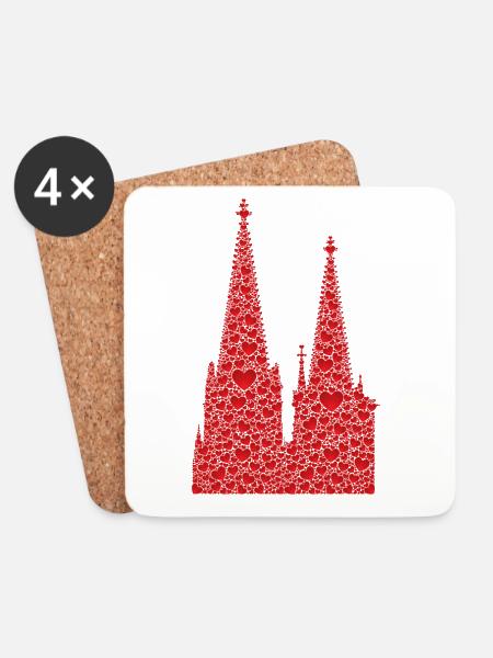 Kölner Dom Herzen Kölle Liebe Herz Karneval Köln - Untersetzer (4er-Set) - Weiß
