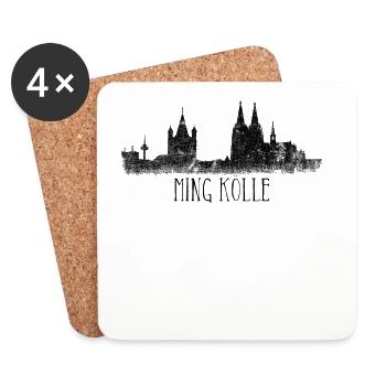Mein Köln Skyline Ming Kölle Kölner Dom am Rhein - Untersetzer (4er-Set) - Weiß - Vorne