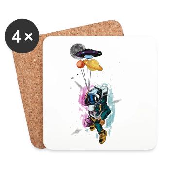 Astronaut Planet Balloon Cosmic Adventure - Coasters (set of 4) - white - Front