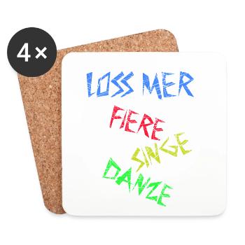 Loss mer fiere singe danze - Feiern Singen Tanzen - Untersetzer (4er-Set) - Weiß - Vorne