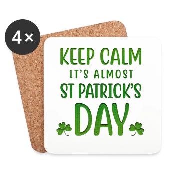 Keep Calm is Almost St Patrick's Day - Dessous de verre (lot de 4) - blanc - Devant