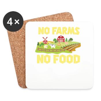 No Farms No Food - Cadeau pour fermier et fermier - Dessous de verre (lot de 4) - blanc - Devant
