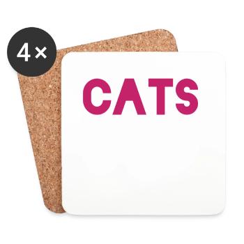 Idée cadeau pour l’amoureux des chats - Dessous de verre (lot de 4) - blanc - Devant