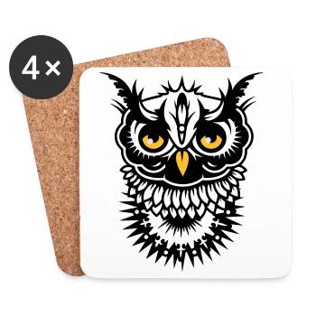 Face of an owl - Coasters (set of 4) - white - Front