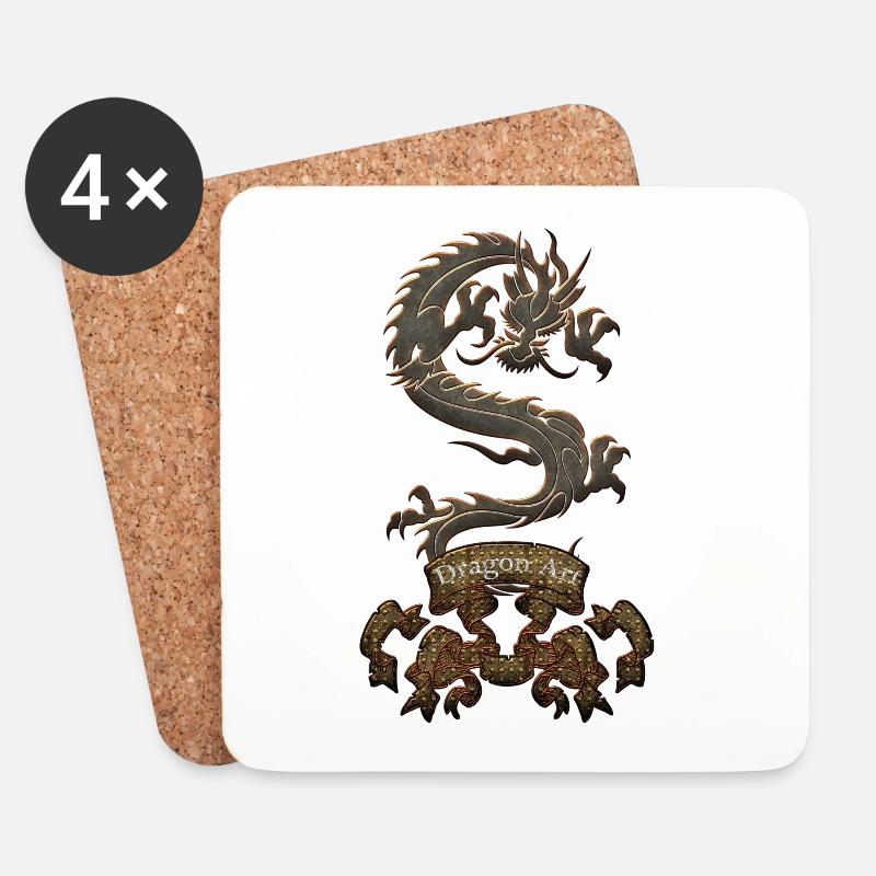 Ehrfürchtiger chinesischer Drache - Untersetzer (4er-Set) - Weiß