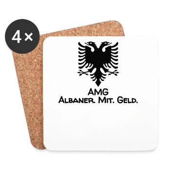 Albanien Flagge "AMG - Albaner mit Geld" - Untersetzer (4er-Set) - Weiß - Vorne