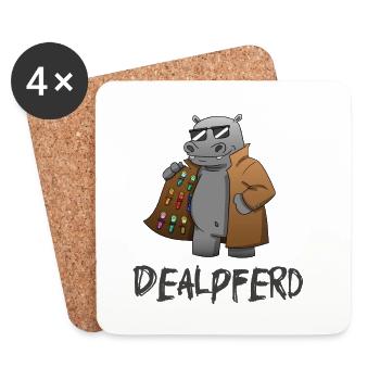 Dealpferd: Hippo mit Substanzen - Untersetzer (4er-Set) - Weiß - Vorne