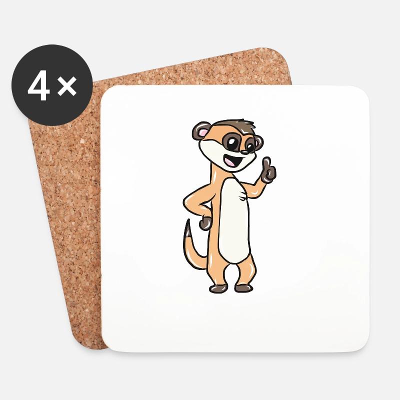 Tier Erdmännchen - Untersetzer (4er-Set) - Weiß