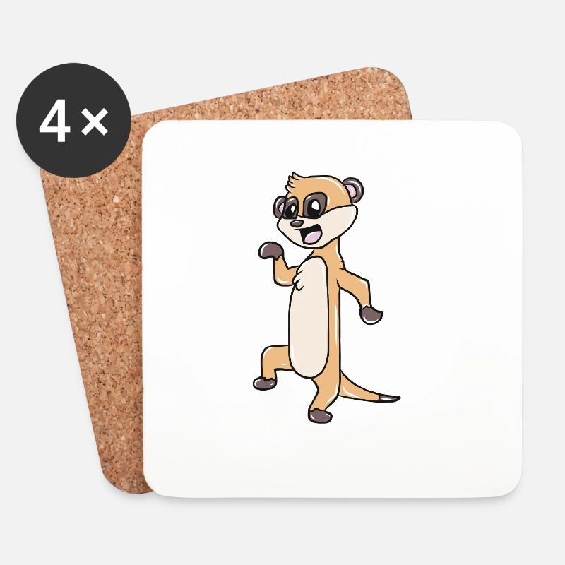 Erdmännchen - Untersetzer (4er-Set) - Weiß