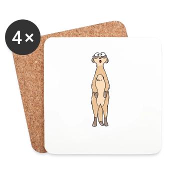 suricates - Dessous de verre (lot de 4) - blanc - Devant