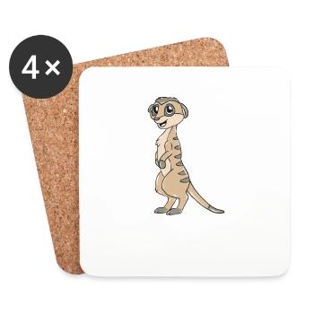 suricates - Dessous de verre (lot de 4) - blanc - Devant