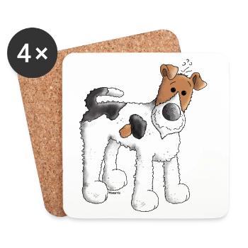 Foxterrier - Fox Terrier - Hund - Untersetzer (4er-Set) - Weiß - Vorne