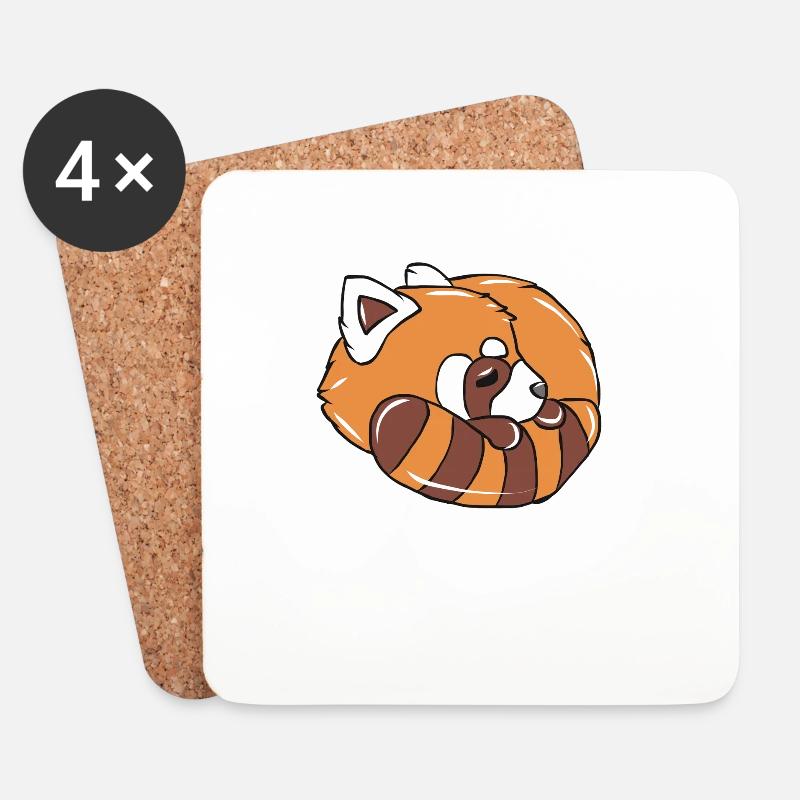 Roter Panda - Untersetzer (4er-Set) - Weiß