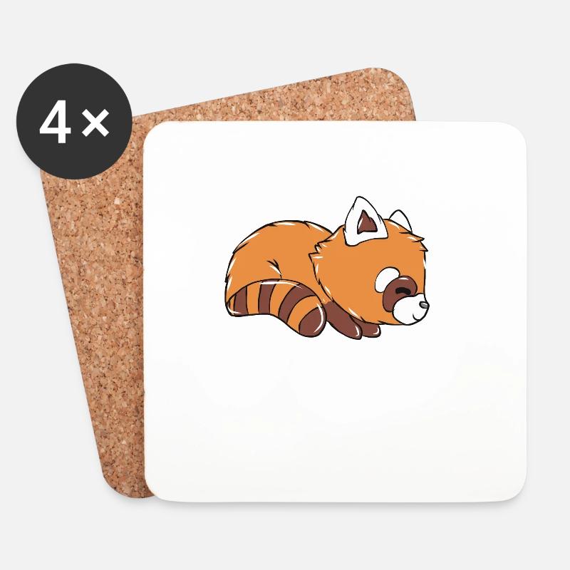 Roter Panda - Untersetzer (4er-Set) - Weiß