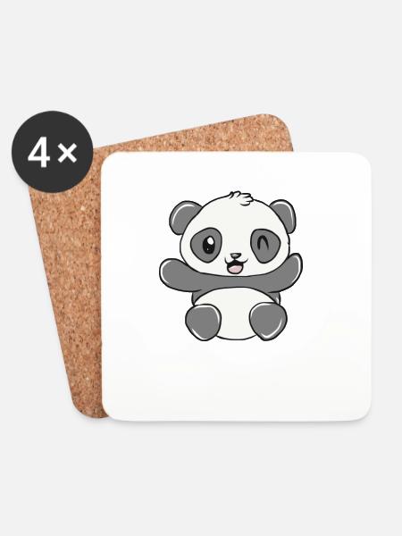 Panda - Untersetzer (4er-Set) - Weiß
