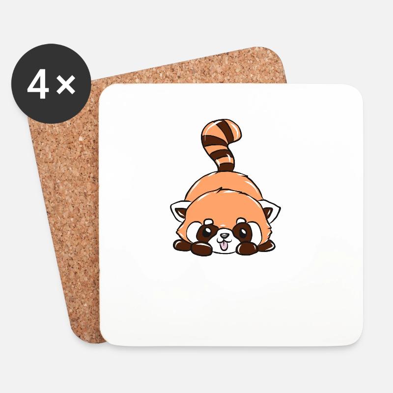 Roter Panda - Untersetzer (4er-Set) - Weiß