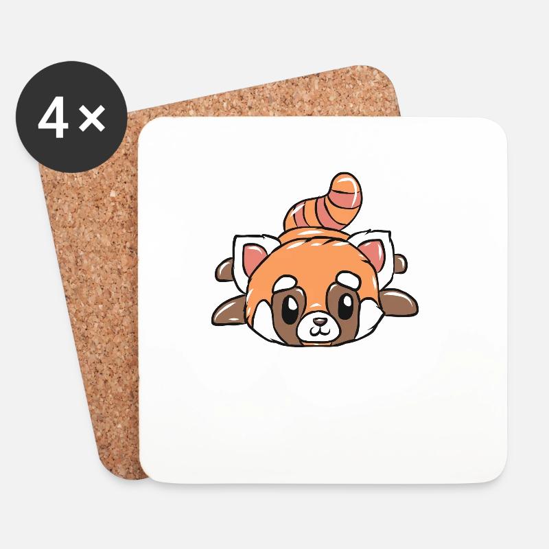 Roter Panda - Untersetzer (4er-Set) - Weiß