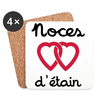Noces d'étain - Dessous de verre (lot de 4) - blanc - Devant