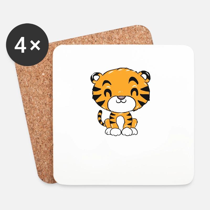Tiger - Untersetzer (4er-Set) - Weiß
