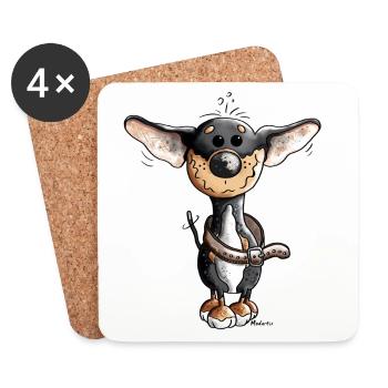 Fröhlicher Chihuahua - Hund - Untersetzer (4er-Set) - Weiß - Vorne