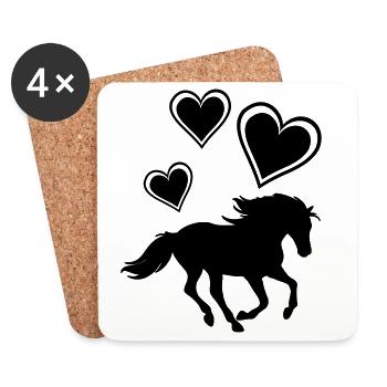 Horses, horse, riding, pony, cowboy, trot, Gallop - Coasters (set of 4) - white - Front
